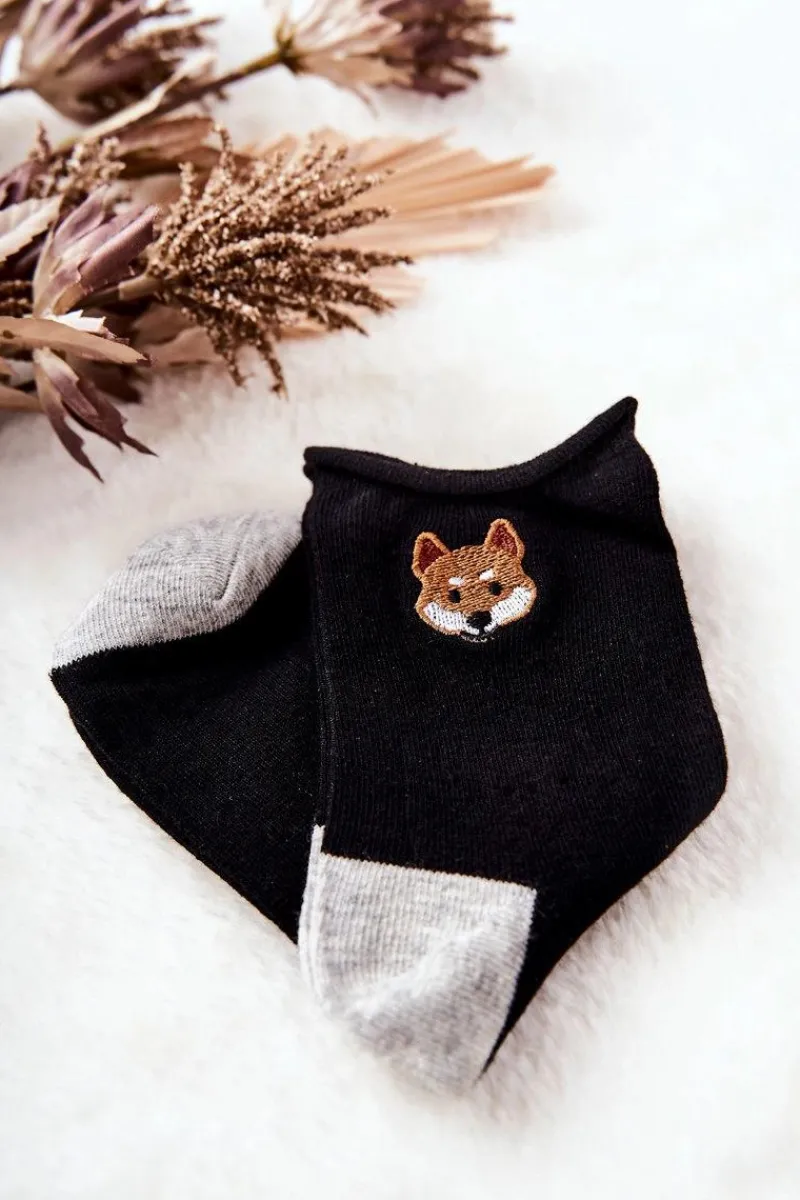 Best Aura.via Dziecięce Skarpetki Bezuciskowe Lisek Czarne