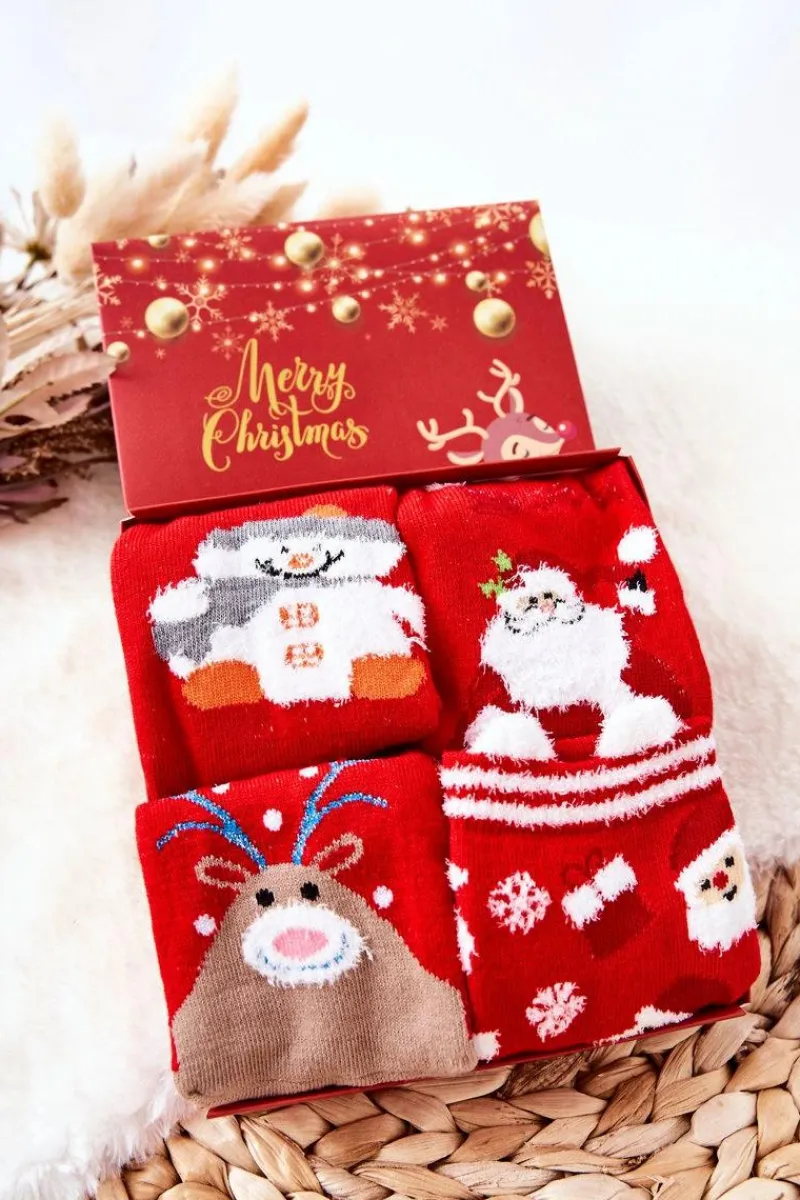 Skarpetki|Skarpetki>COSAS Dziecięce Skarpetki Mikołaje Zestaw 4 Pary