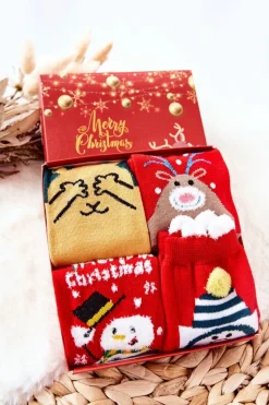 Outlet COSAS Dziecięce Skarpetki Mix Świąteczny 2 Zestaw 4 Pary