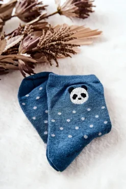 Skarpetki|Skarpetki>Aura.via Dziecięce Skarpetki W Kropki Panda Niebieskie