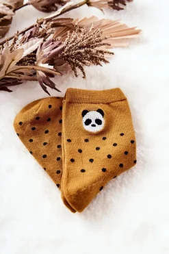 Sale Aura.via Dziecięce Skarpetki W Kropki Panda Żółte