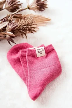 Best Aura.via Dziecięce Skarpetki Z Kotkiem Różowe