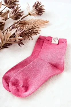 Best Aura.via Dziecięce Skarpetki Z Kotkiem Różowe