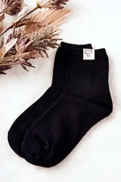 Outlet Aura.via Dziecięce Skarpetki Z Kotkiem Czarne