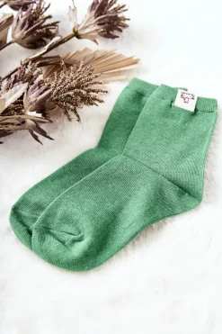 Skarpetki|Skarpetki>Aura.via Dziecięce Skarpetki Z Kotkiem Zielone