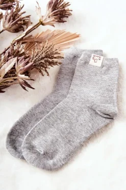 Skarpetki|Skarpetki>Aura.via Dziecięce Skarpetki Z Kotkiem Szare