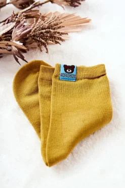 Online Aura.via Dziecięce Skarpetki Z Misiem Żółte