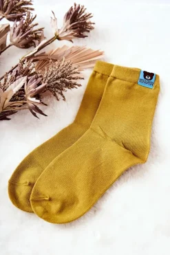 Online Aura.via Dziecięce Skarpetki Z Misiem Żółte