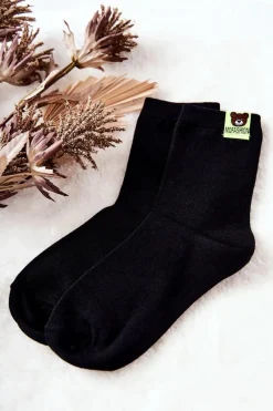 Online Aura.via Dziecięce Skarpetki Z Misiem Czarne