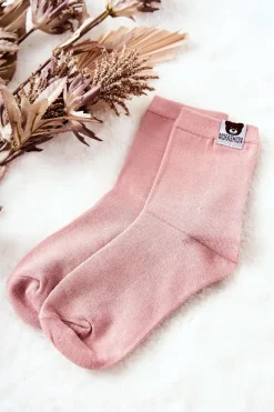 Discount Aura.via Dziecięce Skarpetki Z Misiem Jasnoróżowe