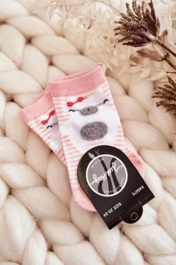 Skarpetki|Skarpetki>Just Play Dziecięce Skarpety W Paski Z Misiem Różowe Różowy