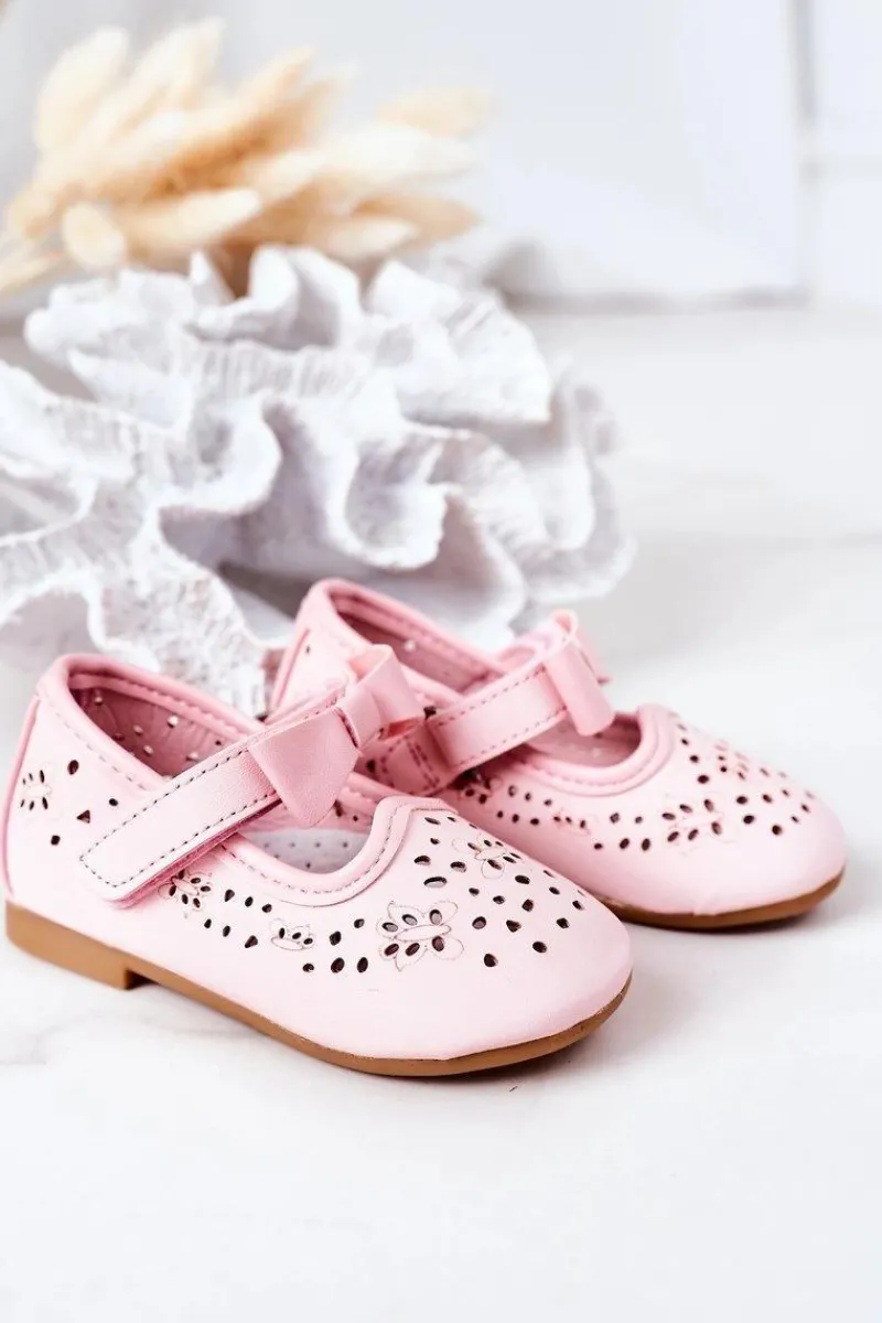 New Boto Dziecięce Skórzane Baleriny Na Rzep Różowe Mireia