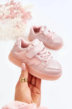 Clearance Dziecięce Skórzane Buty Sportowe Na Rzep Różowe Angel Dzieci Dziewczęce