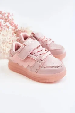 Clearance Dziecięce Skórzane Buty Sportowe Na Rzep Różowe Angel Dzieci Dziewczęce