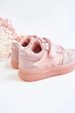 Clearance Dziecięce Skórzane Buty Sportowe Na Rzep Różowe Angel Dzieci Dziewczęce