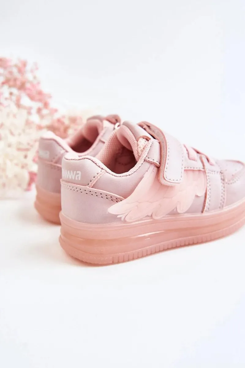 Clearance Dziecięce Skórzane Buty Sportowe Na Rzep Różowe Angel Dzieci Dziewczęce