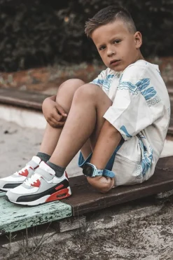 Discount Dziecięce Skórzane Buty Sportowe Na Platformie Biało-Czerwone Lori Dzieci Chłopięce|Dziewczęce