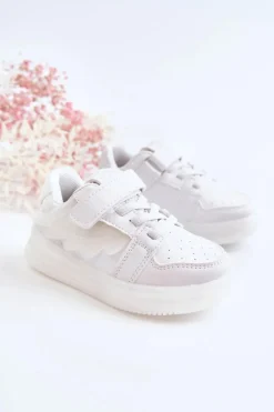 New Boto Dziecięce Skórzane Buty Sportowe Na Rzep Białe Angel