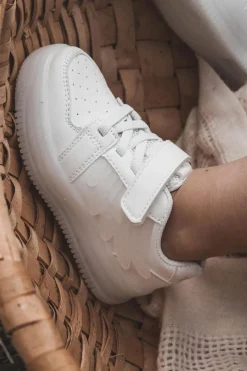 New Boto Dziecięce Skórzane Buty Sportowe Na Rzep Białe Angel