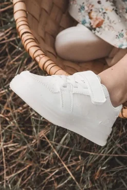 New Boto Dziecięce Skórzane Buty Sportowe Na Rzep Białe Angel