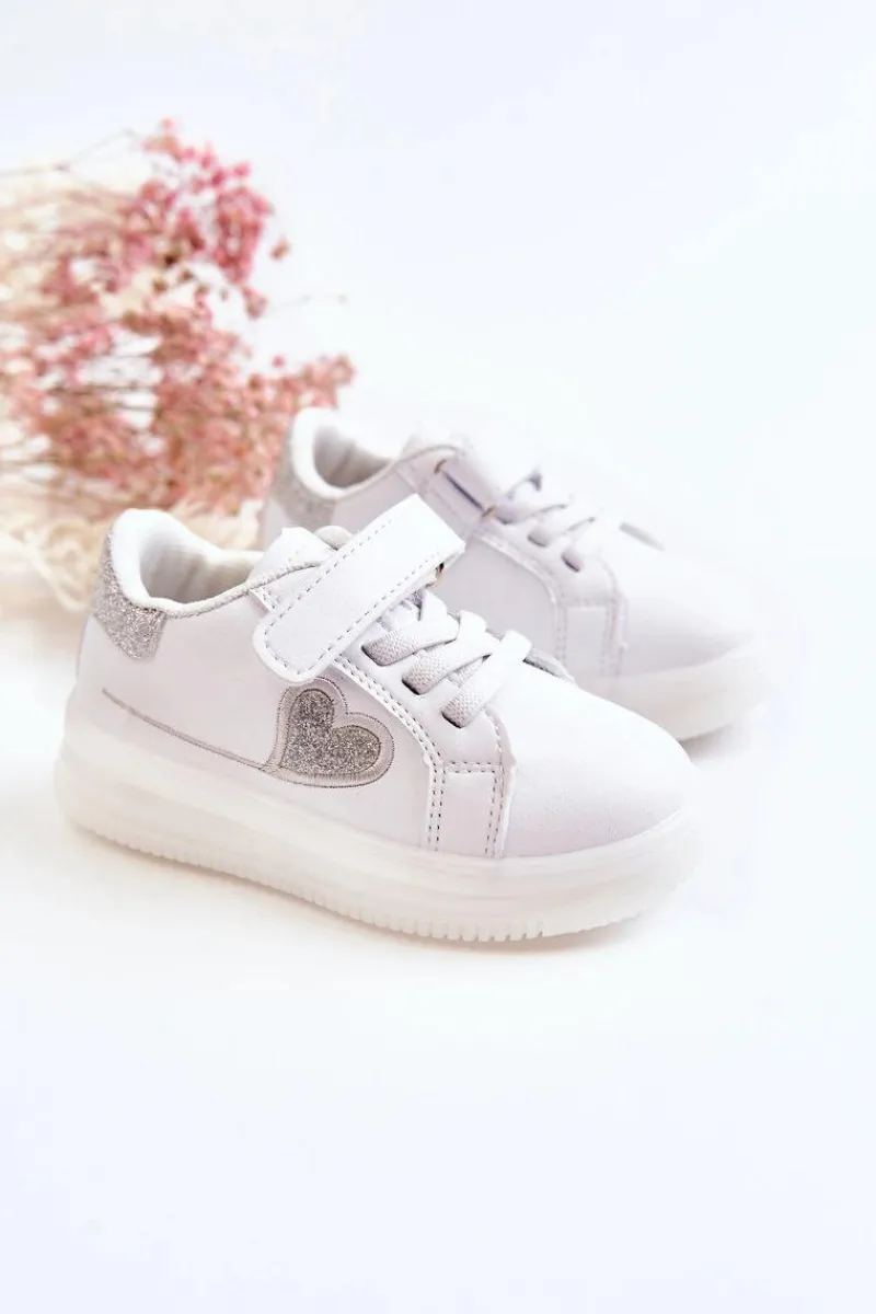 Dziewczęce>Boto Dziecięce Skórzane Buty Sportowe Na Rzep Białe Baylene