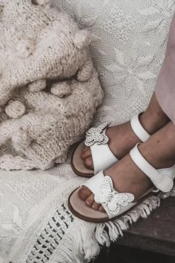 Damskie buty S.Barski Dziecięce Skórzane Sandały Motylki Białe Rolly