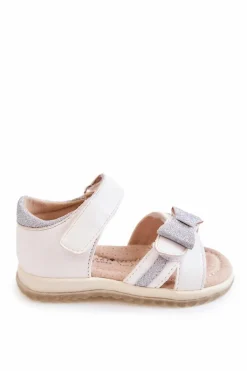 Damskie buty S.Barski Dziecięce Skórzane Sandały Na Rzep Białe Lolly