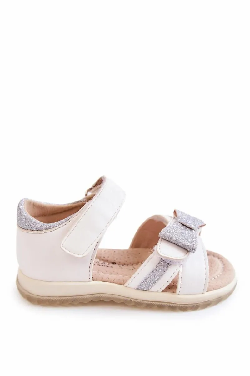 Damskie buty S.Barski Dziecięce Skórzane Sandały Na Rzep Białe Lolly