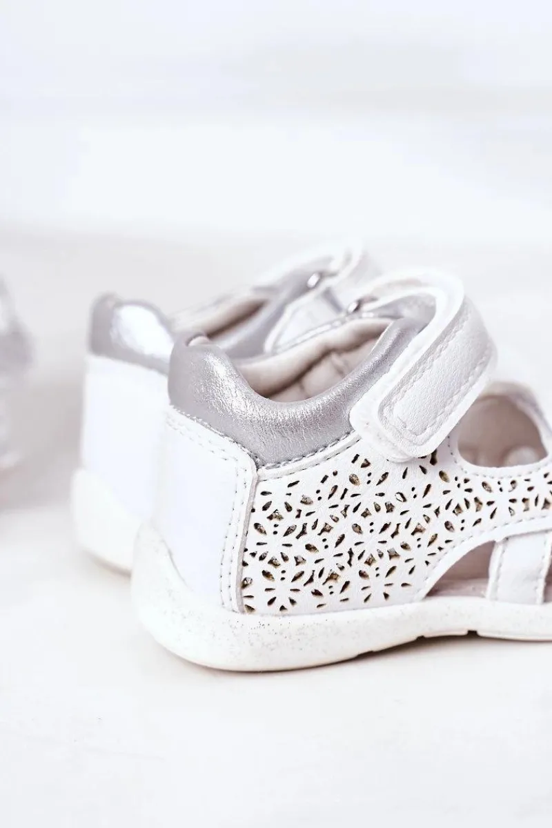 Dziewczęce>Boto Dziecięce Skórzane Sandały Na Rzepy Białe Meera