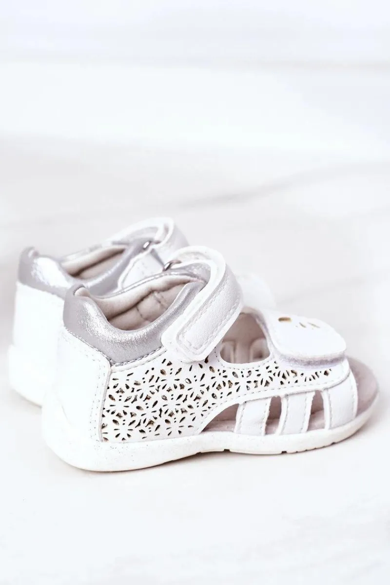 Dziewczęce>Boto Dziecięce Skórzane Sandały Na Rzepy Białe Meera