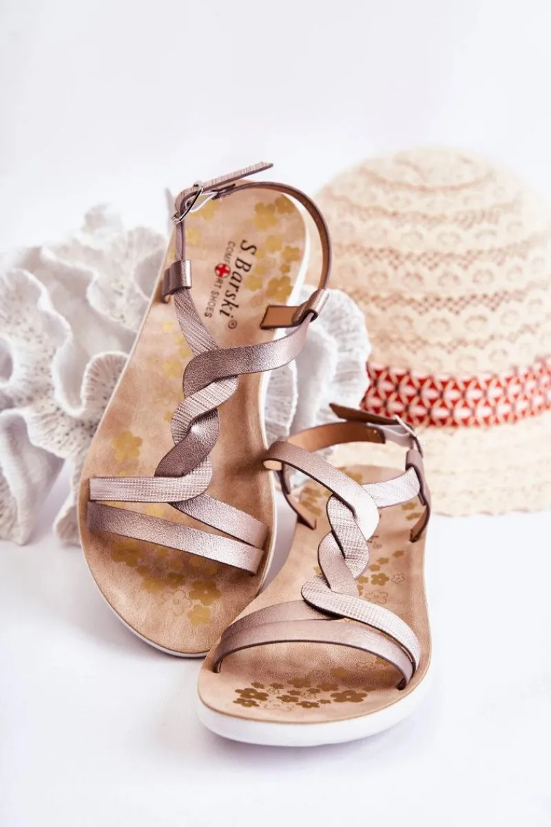 Online Dziecięce Skórzane Sandały Na Sprzączkę Srebrne Dimmel Dzieci Dziewczęce