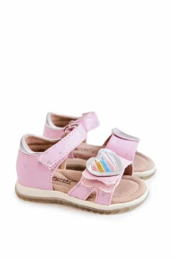 Hot Dziecięce Skórzane Sandały Z Serduszkiem Różowe Elianna Dzieci Dziewczęce