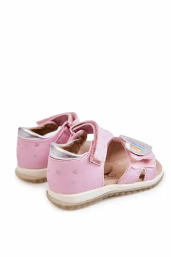 Hot Dziecięce Skórzane Sandały Z Serduszkiem Różowe Elianna Dzieci Dziewczęce