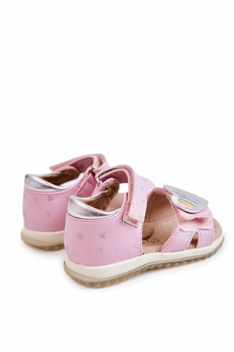 Hot Dziecięce Skórzane Sandały Z Serduszkiem Różowe Elianna Dzieci Dziewczęce