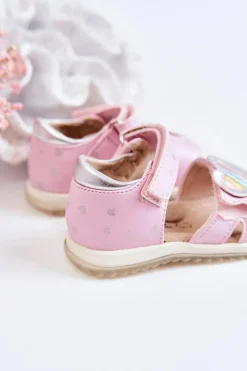 Hot Dziecięce Skórzane Sandały Z Serduszkiem Różowe Elianna Dzieci Dziewczęce