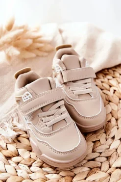 Chłopięce|Dziewczęce></noscript>Boto Dziecięce Skórzane Sportowe Buty Beżowe Marisa