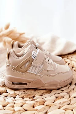 Chłopięce|Dziewczęce></noscript>Boto Dziecięce Skórzane Sportowe Buty Beżowe Marisa