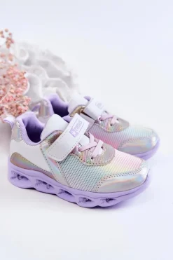 Sale Dziecięce Skórzane Sportowe Buty Biało-Fioletowe Loopsy Dzieci Chłopięce|Dziewczęce
