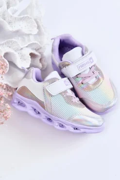 Sale Dziecięce Skórzane Sportowe Buty Biało-Fioletowe Loopsy Dzieci Chłopięce|Dziewczęce
