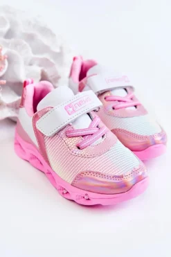 Chłopięce|Dziewczęce></noscript>Evento Dziecięce Skórzane Sportowe Buty Biało-Różowe Loopsy