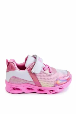 Chłopięce|Dziewczęce></noscript>Evento Dziecięce Skórzane Sportowe Buty Biało-Różowe Loopsy