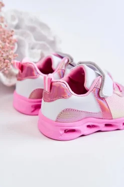 Chłopięce|Dziewczęce></noscript>Evento Dziecięce Skórzane Sportowe Buty Biało-Różowe Loopsy