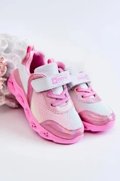 Chłopięce|Dziewczęce></noscript>Evento Dziecięce Skórzane Sportowe Buty Biało-Różowe Loopsy