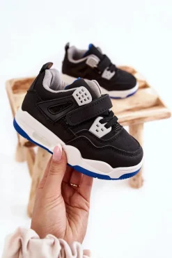 Discount Boto Dziecięce Skórzane Sportowe Buty Czarno-Granatowe Marisa