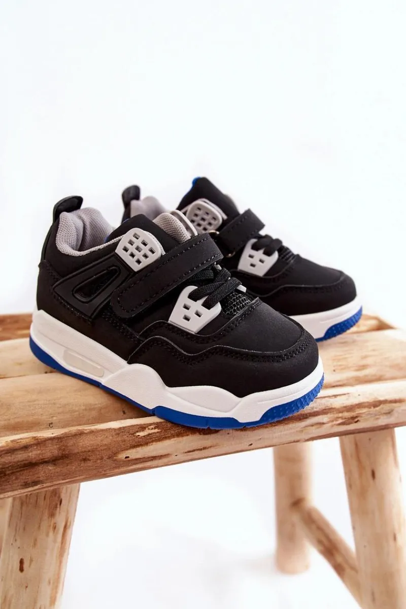 Discount Boto Dziecięce Skórzane Sportowe Buty Czarno-Granatowe Marisa