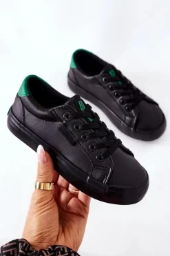 Online Big Star Shoes Dziecięce Skórzane Tenisówki BIG STAR DD374147 Czarne Czarny