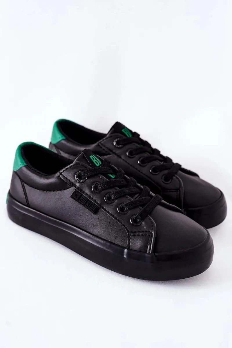 Online Big Star Shoes Dziecięce Skórzane Tenisówki BIG STAR DD374147 Czarne Czarny