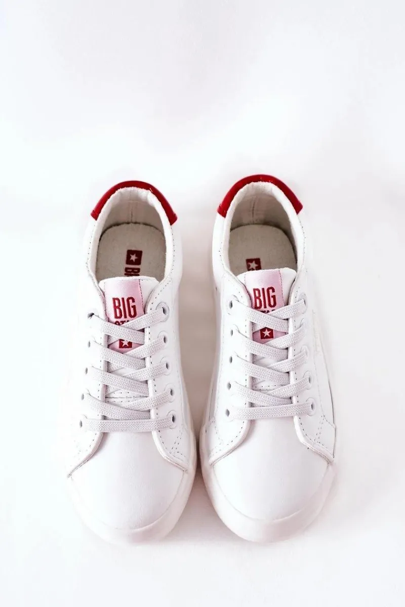 Clearance Big Star Shoes Dziecięce Skórzane Tenisówki BIG STAR DD374134 Białe