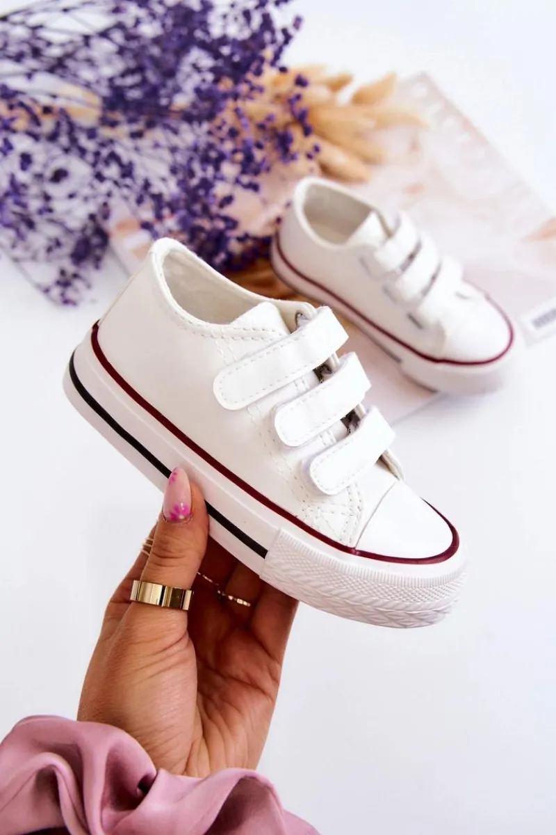 Sale Dziecięce Skórzane Tenisówki Trampki Na Rzepy Białe Foster Dzieci Chłopięce|Dziewczęce