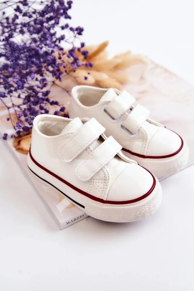 Sale Dziecięce Skórzane Tenisówki Trampki Na Rzepy Białe Foster Dzieci Chłopięce|Dziewczęce